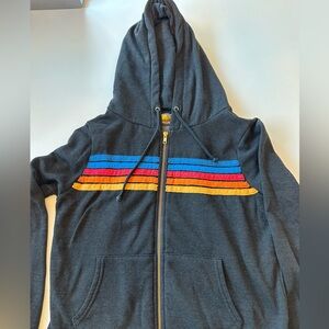 Dark gray 5 stripe Abiator Nation Zip hoodie sweatshirt Small unisex made in USA